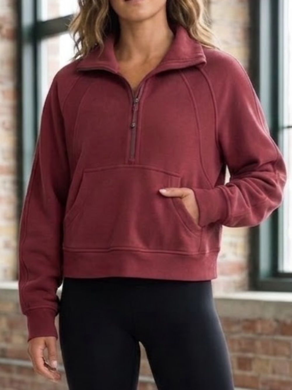 luluemon Athletic Vintage Style Burgundy Half-Zip Pullover Sweatshirt Scuba XL